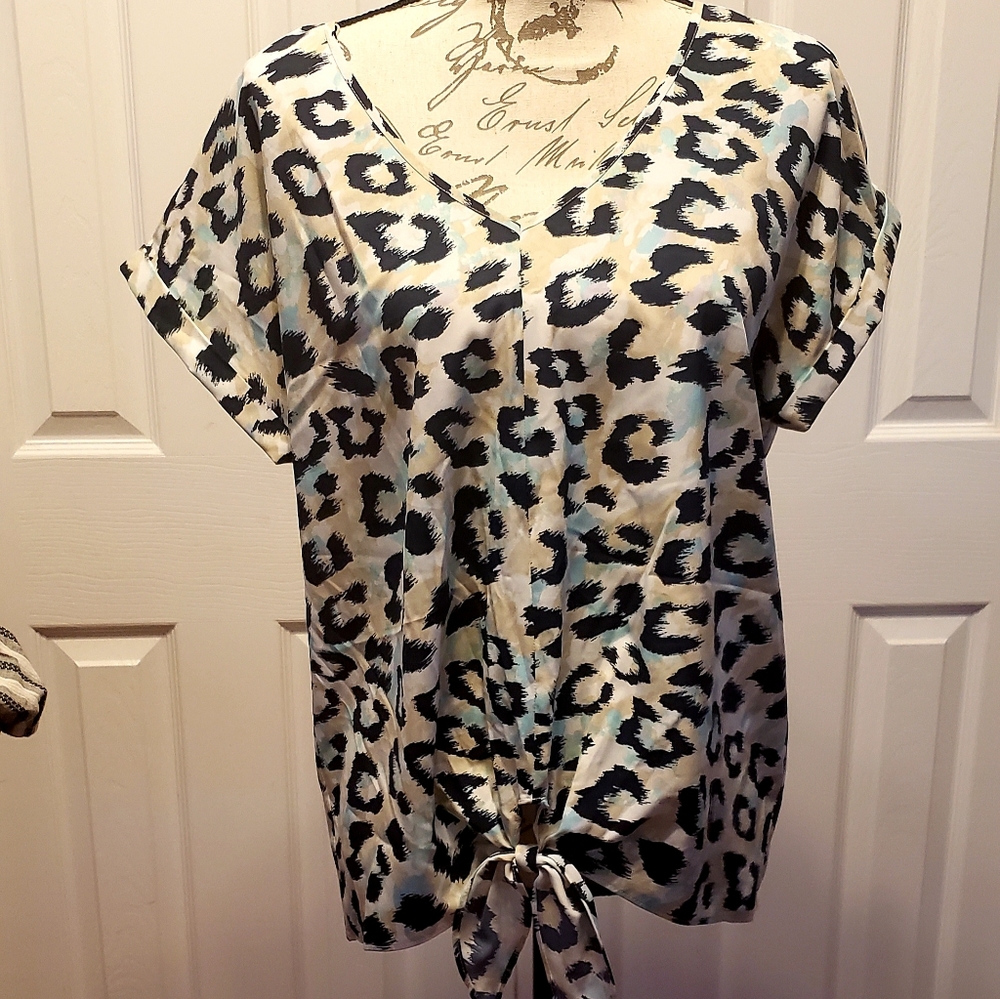 Juicy Couture Multicolored Tie Front Printed Top Women's XLarge